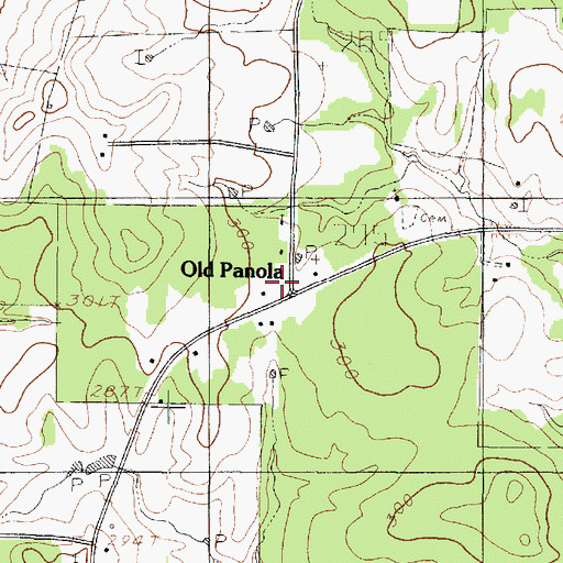 Topographic Map of Old Panola, TX