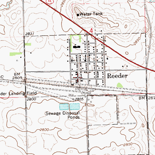 Topographic Map of Reeder Post Office, ND