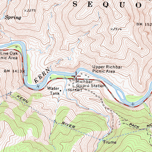 Topographic Map of Upper Richbar Picnic Area, CA