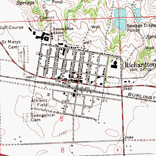 Topographic Map of Richardton Post Office, ND