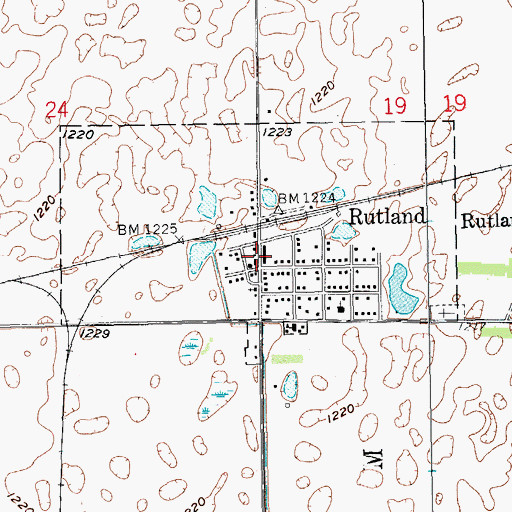 Topographic Map of Rutland Post Office, ND