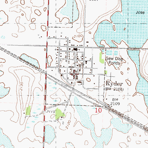 Topographic Map of Ryder Post Office, ND