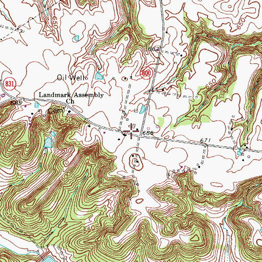 Topographic Map of Bivins, KY