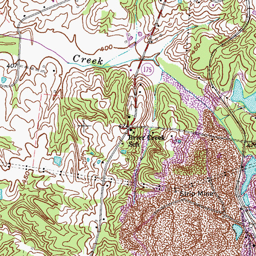 Topographic Map of Briar Creek, KY