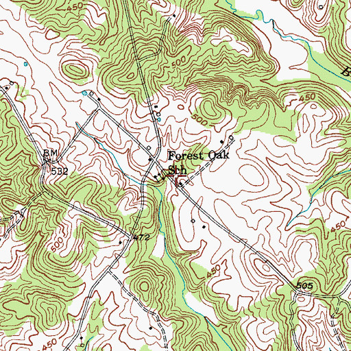 Topographic Map of Forest Oak (historical), KY