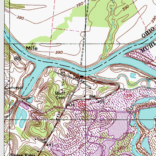 Topographic Map of Kincheloes Bluff, KY
