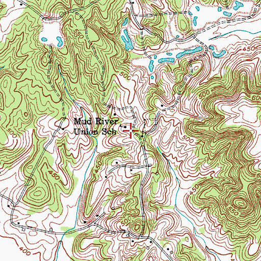 Topographic Map of Mud River Union (historical), KY