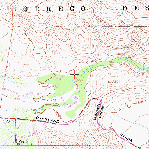 Topographic Map of Vallecito Wash, CA