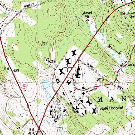 Topographic Map of Bergin Correctional Institution (historical), CT