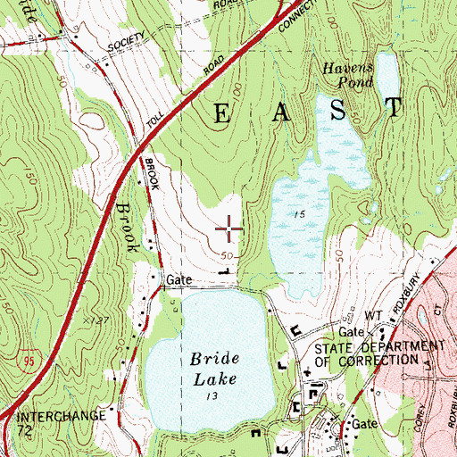 Topographic Map of Gates Correctional Institution (historical), CT