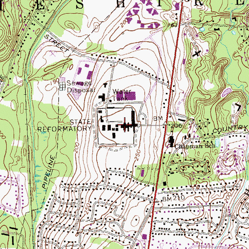 Topographic Map of Webster Correctional Institution (historical), CT