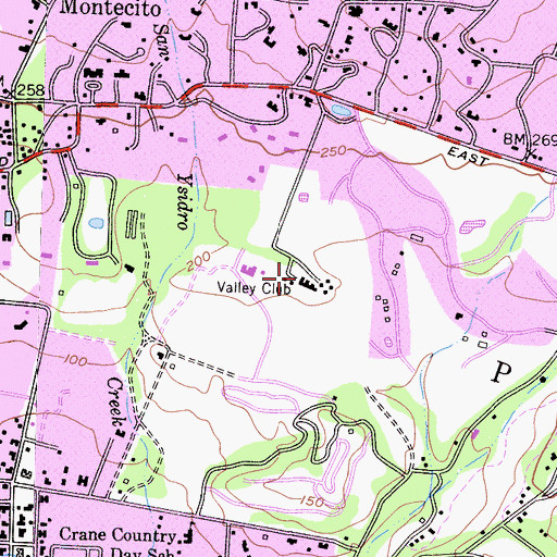 Topographic Map of Valley Club, CA