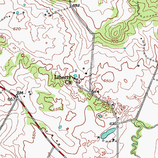 Topographic Map of Liberty (historical), KY
