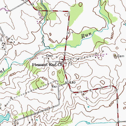 Topographic Map of Pleasant Run (historical), KY