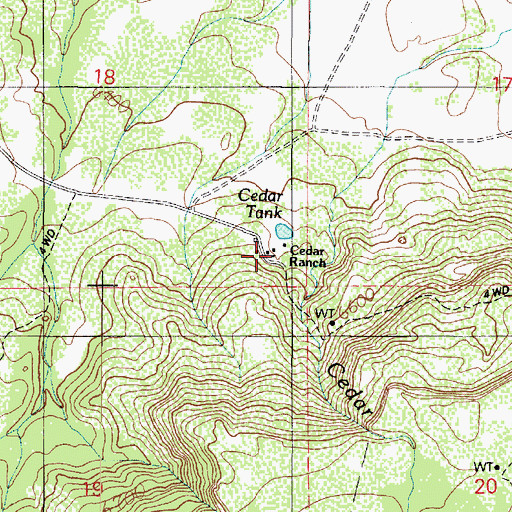 Topographic Map of Cedar Ranch, AZ