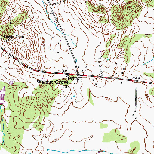 Topographic Map of Walnut Grove (historical), KY