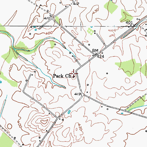 Topographic Map of Pack (historical), KY