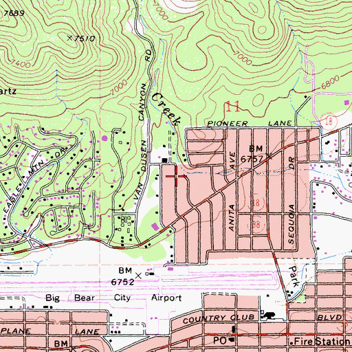 Topographic Map of Van Dusen Canyon, CA
