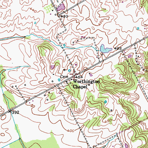 Topographic Map of Worthington Chapel (historical), KY