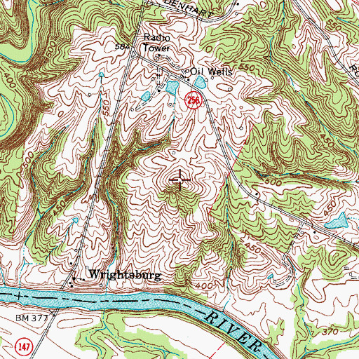 Topographic Map of Wrightsburg Hill, KY