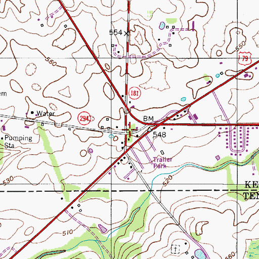 Topographic Map of Tiny Town, KY