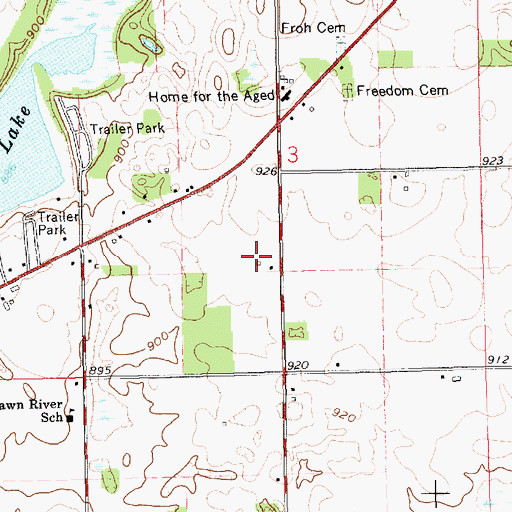 Topographic Map of Bordner Farms, MI