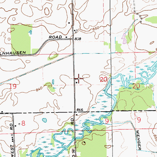 Topographic Map of Walnut Hill Farms, MI