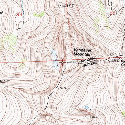Topographic Map of Vandever Mountain, CA