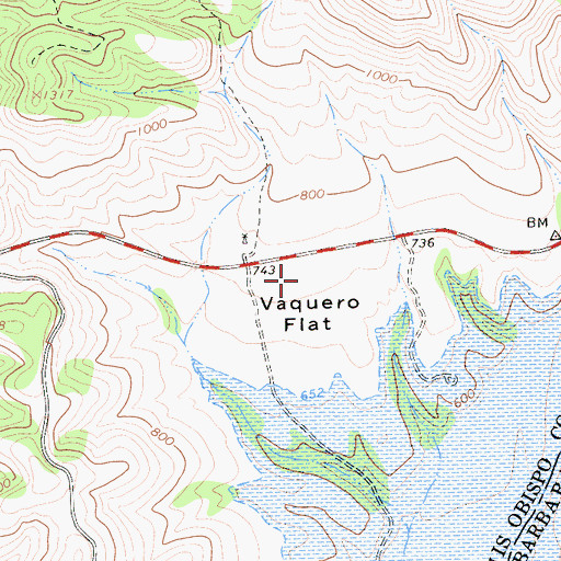 Topographic Map of Vaquero Flat, CA
