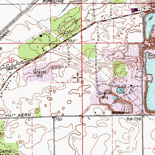 Topographic Map of South Bend Sandpit, IN