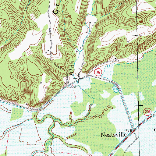 Topographic Map of Blue Hollow, KY