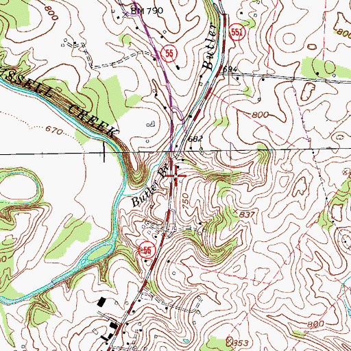 Topographic Map of Butler Branch (historical), KY