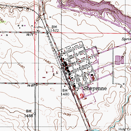 Topographic Map of Sheyenne Post Office, ND