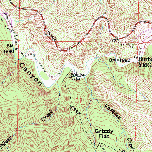 Topographic Map of Vasquez Creek, CA