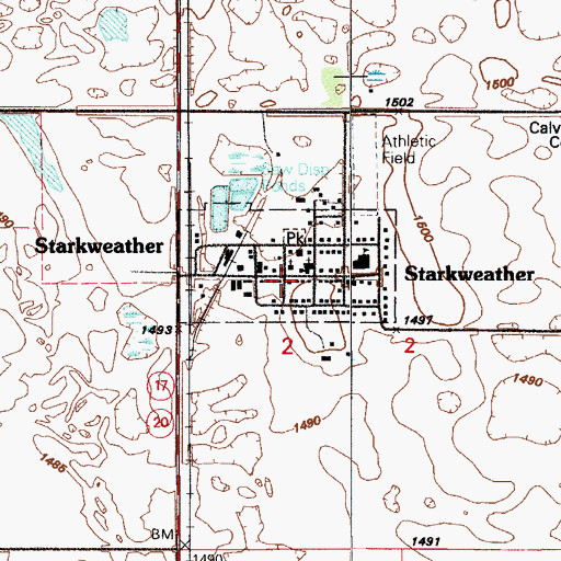 Topographic Map of Starkweather Post Office, ND