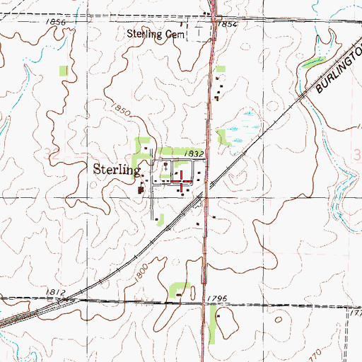 Topographic Map of Sterling Post Office, ND