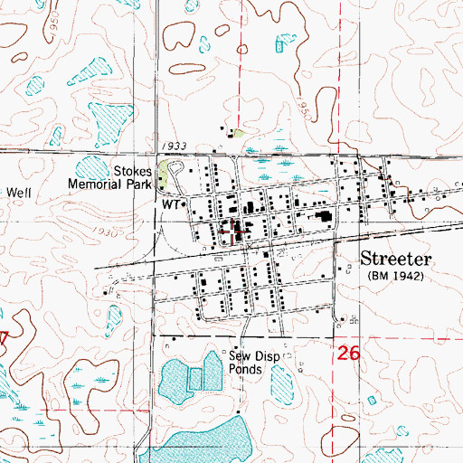 Topographic Map of Streeter Post Office, ND