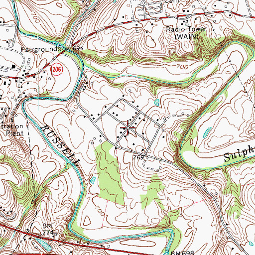 Topographic Map of Green Hills, KY