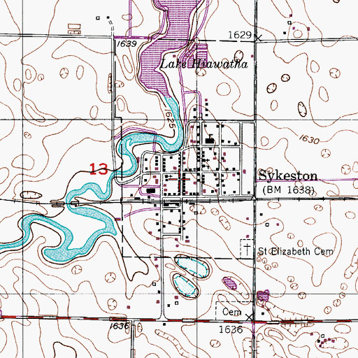 Topographic Map of Sykeston Post Office, ND