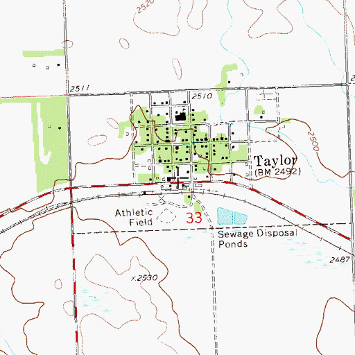 Topographic Map of Taylor Post Office, ND