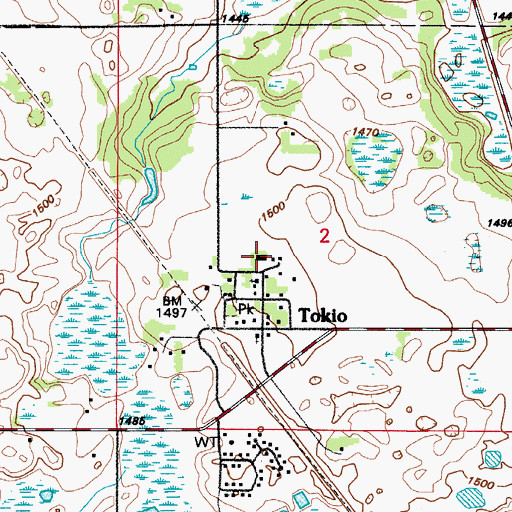 Topographic Map of Tokio Post Office, ND