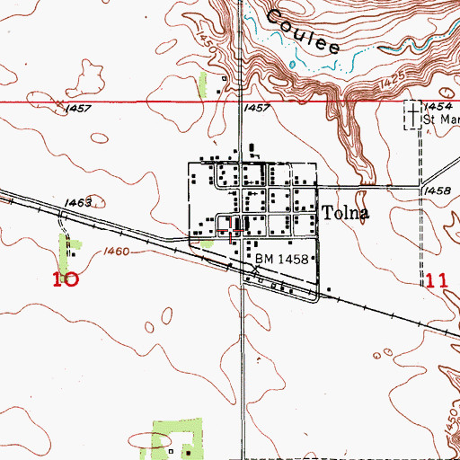 Topographic Map of Tolna Post Office, ND