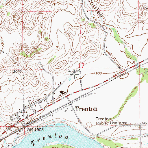 Topographic Map of Trenton Post Office, ND