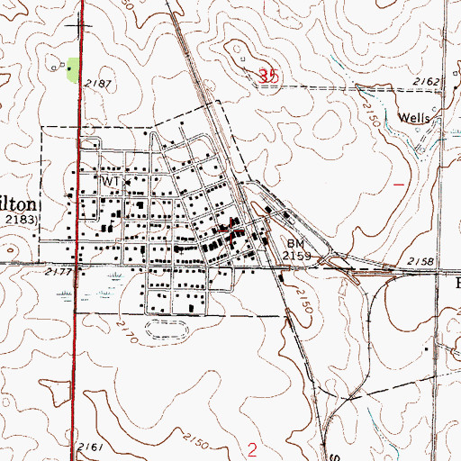 Topographic Map of Wilton Post Office, ND