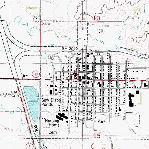 Topographic Map of Wishek Post Office, ND