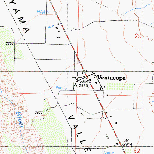 Topographic Map of Ventucopa, CA