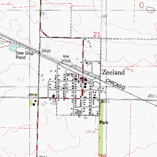 Topographic Map of Zeeland Post Office, ND