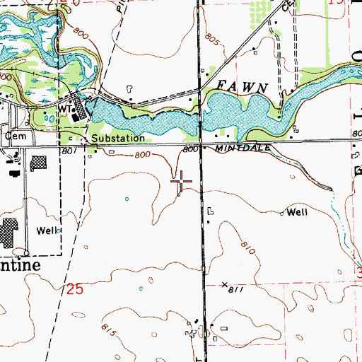 Topographic Map of Russell Farms, MI