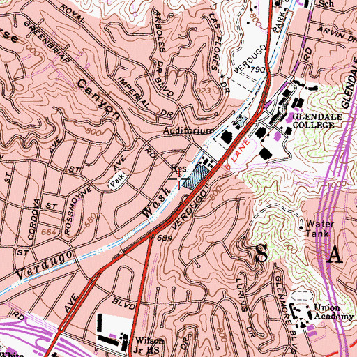 Topographic Map of Verdugo Canyon, CA