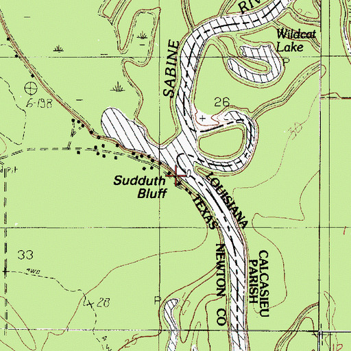 Topographic Map of Sudduth Bluff, TX